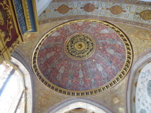 istanbul harem imperial hall with the throne of the sultan dome