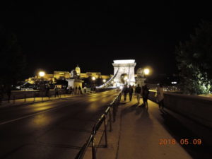 budapest night view chain bridge near