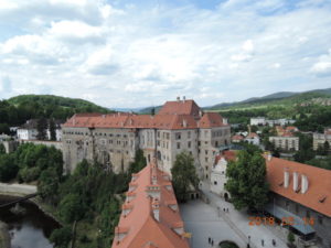 cesky krumlov view from castle tower west
