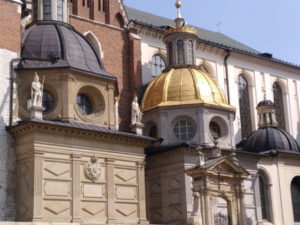 krakow wawel cathedral exterior diagonally zoom