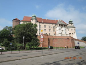 krakow wawel royal castle exterior east morning