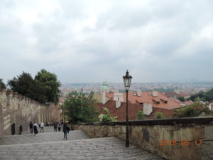 prague castle view from steps far