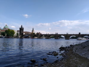 prague charles bridge view from north