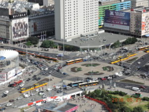 warsaw view from palace of culture and science tram centrum
