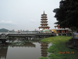 kaohsiung lotus pond the dragon and tiger pagodas far