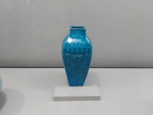 national palace museum square vase with animal mask in turquoise blue glaze