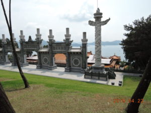sun moon lake wenwu temple view from ling xing gate