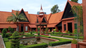 cambodia national museum courtyard diagonally